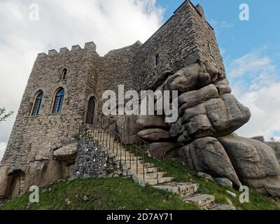 Redruth, Street scene, Miner`s terraces, Cornish mining town, Carn Brea beacon,  , Cornwall, UK, 13th October 2020. . Credit:Robert Taylor/Alamy Live Stock Photo